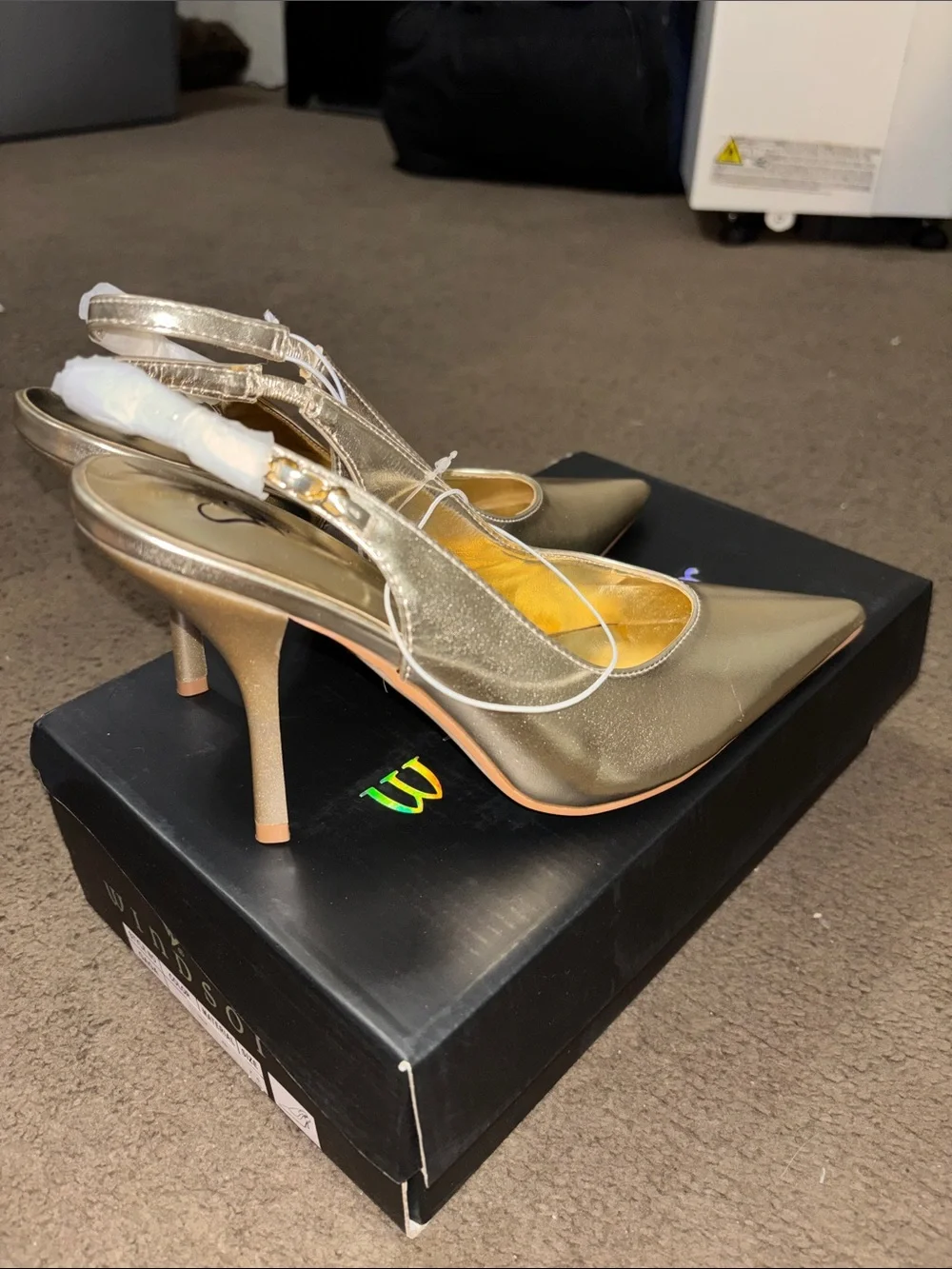 Windsor Metallic Gold Pointed Slingback Heels